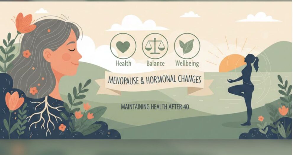 generate illustration banner image forMenopause and Hormonal Changes: Maintaining Health After 40 horizontal